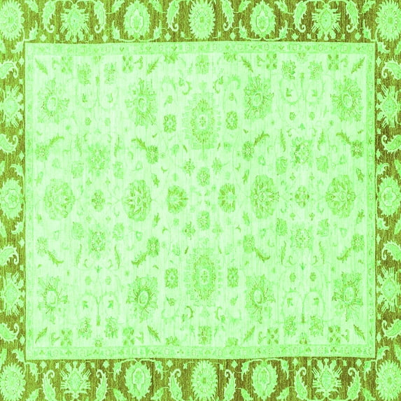 Ahgly Company Indoor Square Abstract Green Modern Area Rugs, 7' Square