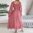 thumbnail image 5 of WRKEKC Womens Dresses Casual Print Long Sleeve Square Neck Knee Length Dress for Fall Winter Polka Dot Pattern Fit and Flare with Back Zip, 5 of 5