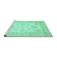thumbnail image 2 of Ahgly Company Machine Washable Indoor Round Oriental Turquoise Blue Traditional Area Rugs, 5' Round, 2 of 4
