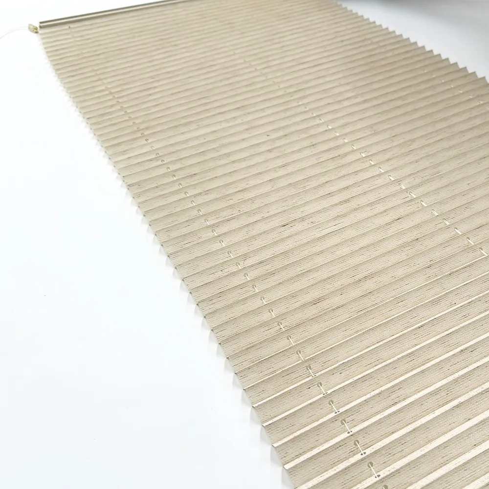 Naza Home Flax Pleated Blinds Linen Drapes High Shading Accordion Style Window Treatments in Caravan