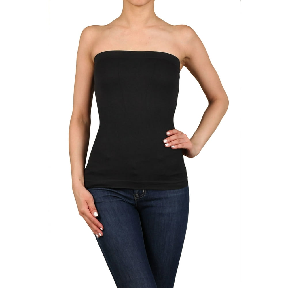 TheLovely - Women's Plain Stretch Seamless Strapless Layer Bandeau Tube Top - Walmart.com