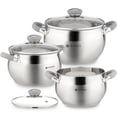 thumbnail image 1 of Juego de utensilios de cocina de inducción de cocina de acero inoxidable moderno Daniks | 6 piezas | Ollas aptas para lavavajillas | 2 cuartos + 3 cuartos + 4 cuartos | Asas resistentes al calor | Pla, 1 of 5