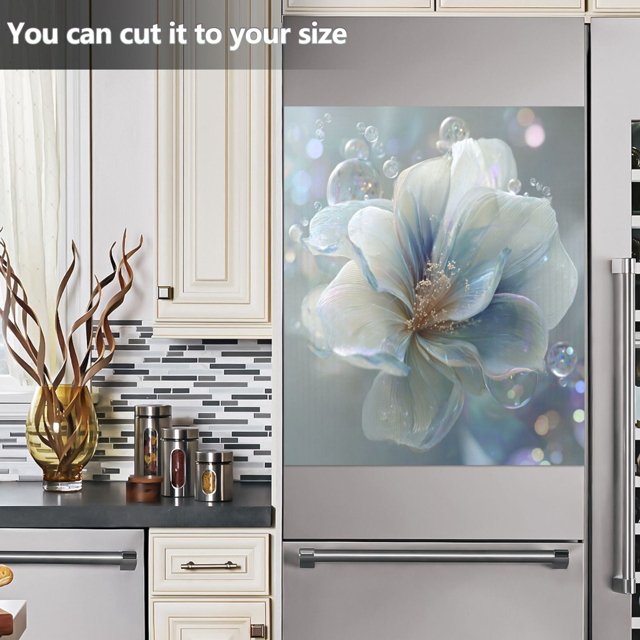 Dishwasher Sticker Magnetic Dishwasher Sticker Magnetic Decorative Sticker Refrigerator Sticker Dishwasher Decorative Stickers White Flower Petals