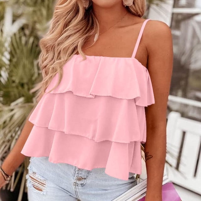 LSLJS Débardeur à Bretelles Spaghetti pour Femmes Mode Décontractée Couture Crop Top à Bretelles Bandage Col Carré
