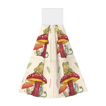 

Coaee Frog Sitting On Mushroom for Fast Absorbent Hanging Towels with Velcro for Kitchen Bathroom Laundryroom