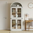 thumbnail image 1 of BeesClover Bibliothèque Arquée à 6 Tablettes avec Portes en Verre, Armoire d'Exposition Moderne en Bois avec Tablettes de Rangement pour Livres, Décor et Objets de Collection, 1 of 8