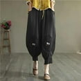 thumbnail image 3 of HomeGardon Pants for Women Ladies' Loose Casual Embroidered Lace Patchwork Lantern Pants Long Pants,M-XXXXL, 3 of 3