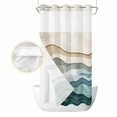 thumbnail image 2 of Beige Teal Ombre No Hook Shower Curtain Waterproof,Bathroom Curtains with Snap in Liners and See Through Top Window,Modern Geometric Aesthetics Abstract Hotel Style Bathtub Curtains Shower 36"Wx72"L, 2 of 8