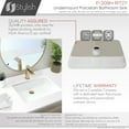 thumbnail image 3 of Stylish Undermount 20.37" W x 14.25" D White Rectangular Porcelain Bathroom Sink with 2 overflow rings P-209H, 3 of 11