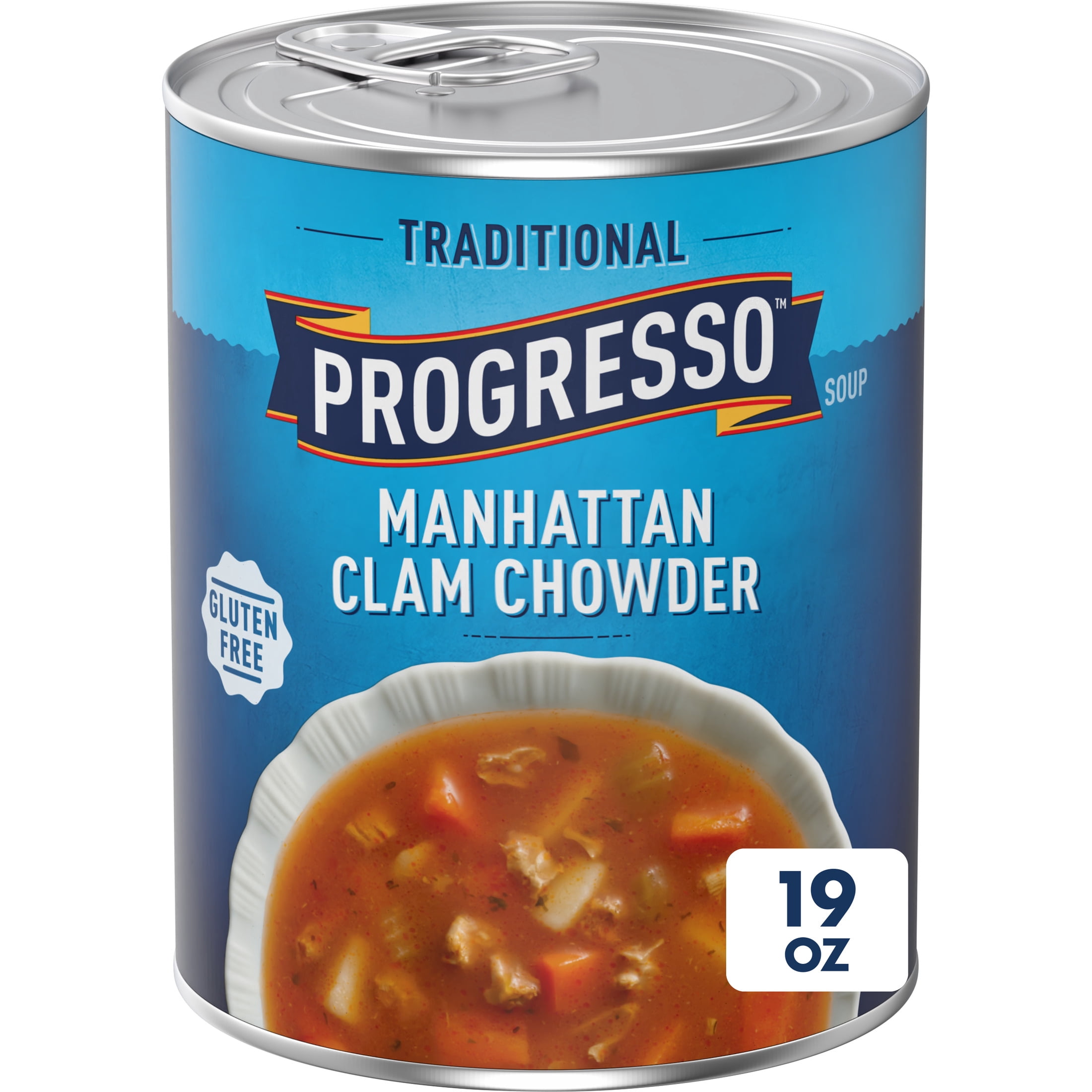 (4 pack) Progresso Traditional, Manhattan Clam Chowder Canned Soup, Gluten Free, 19 oz.