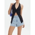 thumbnail image 2 of SUNSIOM Women's Knit Halter Tank Tops Solid Color Ribbed Backless Split Hem Slim Vest Streetwear, 2 of 6