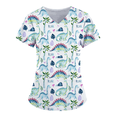 thumbnail image 2 of Camisetas de mujer, uniforme de trabajo con cuello en V para mujer, blusas con estampado 3D de dinosaurios lindos, blusa de uniforme de enfermera con animales lindos, ropa de trabajo con bolsillo, 2 of 5