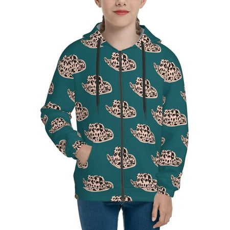 

Hoodies for Women western Cowgirl hat cow print Long Sleeve Sweatshirt Drawstring Zip Up Hoodie with Pockets Teen Girl Clothes