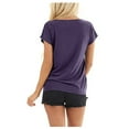 thumbnail image 4 of Usmixi Womens Tops Twist Knotted Front Loose Breathable Workout Shirts Summer Casual Short Sleeve V-Neck Solid Blouse Purple XXL, 4 of 4