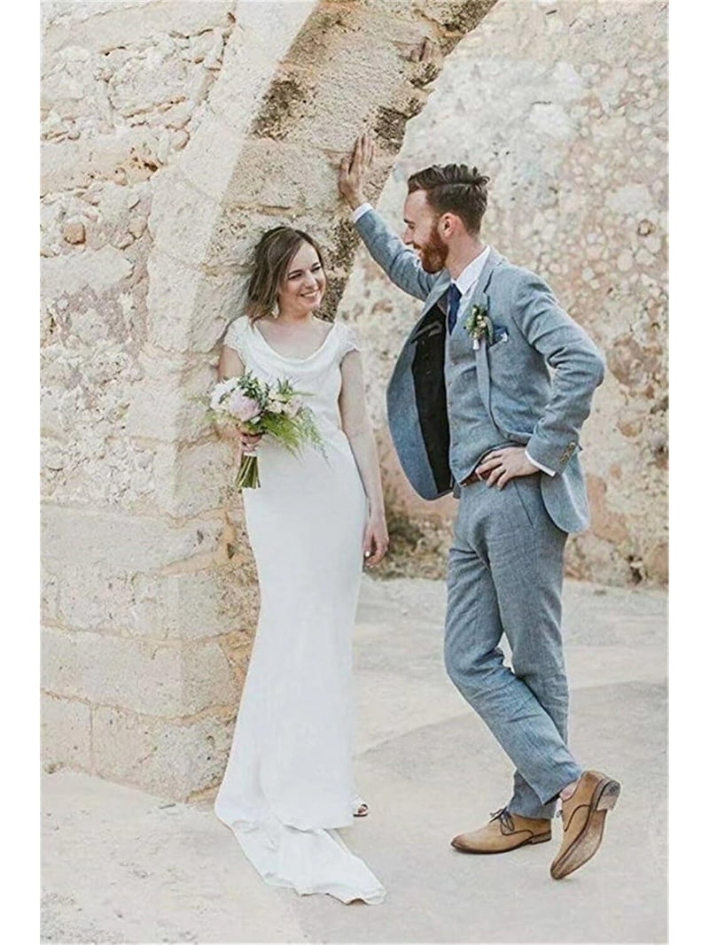 Wedding Suit Summer Beach Wedding Attire Wehilion Retro Linen Men