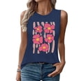 thumbnail image 4 of Women’S Floral Prited Sleeveless Shirts Round Neck Causal Tank Tops Lightweight Breathable Camisole Slim Fitted Cami Going Out Workout Vest Summer 2025, 4 of 5
