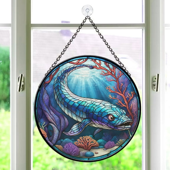 Pawberry Abaia Window Hanging Stained Glass, Abaia Suncatchers for Windows Stained Glass, Stained Glass Abaia suncatcher