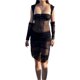 thumbnail image 1 of VISgogo Vestido de mujer, correa de malla transparente de color sólido de cintura alta vestidos ajustados + un par de mangas VISgogo moda, 1 of 9
