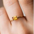 thumbnail image 3 of Baguette Citrine Eternity Band Ring Dainty Stacking Ring Wedding 925 Sterling Silver Yellow Gold Plated Gemstone Jewelry For Women Gift, 3 of 5