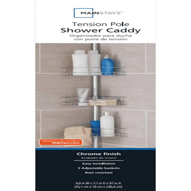 Tenby Living Corner Shower Caddy - 3 Shelf Shower Organizer Caddie with  Movab.