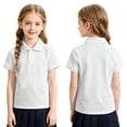 thumbnail image 2 of Polo Shirts for Children Short Sleeve Collared Shirt Loose Fit 2 Buttons Golf Tshirts for Unisex Casual Versatile Summer Top White 150, 2 of 2