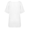 thumbnail image 4 of Women's Plus Size Cotton Linen Tops Loose Flowy Blouses Solid Short Sleeve Comfy Basic Tunics Tee Shirts for Summer, 4 of 6