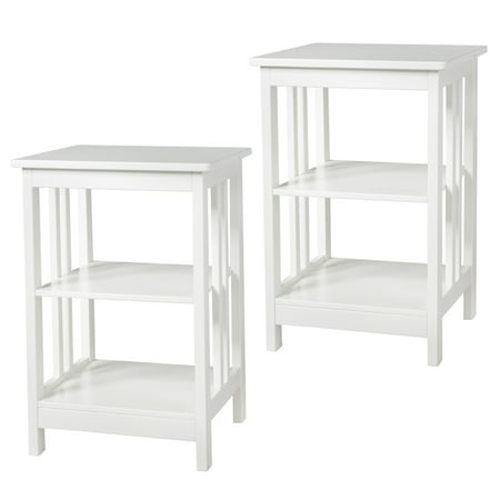 2 PC 3-tier Side Table Nightstand End Table W/ Baffles & Round Corners (Best High End Pc)