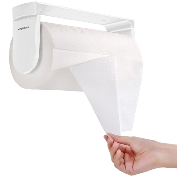 Portarrollos de papel simpletome de aluminio blanco con corte a una mano