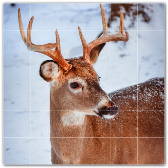 Picture-Tiles.com: Deer Ceramic Tile Wall Mural WAL500447-66S. 25.5"W x 25.5"H using (36) 4.25" x 4.25" Ceramic Tiles-Satin Finish