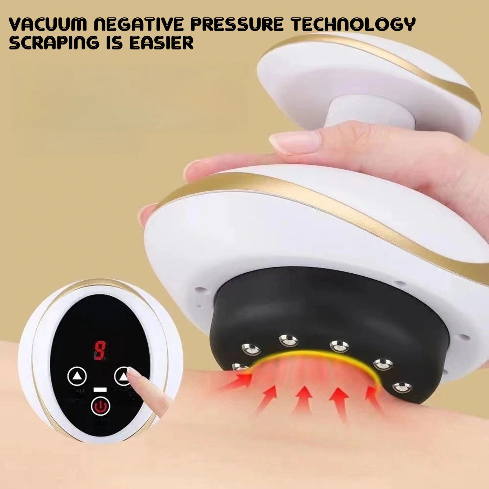 Silkiee Skinsculpt Suction, Silkiee Skinsculpt Red Light Therapy, 3-in-1 Red Light Suction and Warm Compress, Multiple Intensity Settings, Portable Wireless Design, Suitable for Indoor Use