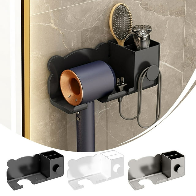 Fiudx Organizador de Herramientas para El Cabello, Diseño de Montaje En Pared, Instalación Sin Perforaciones, Material Resistente Al Óxido E Impermeable, Fácil Acceso para Secadores y Planchas de Cab