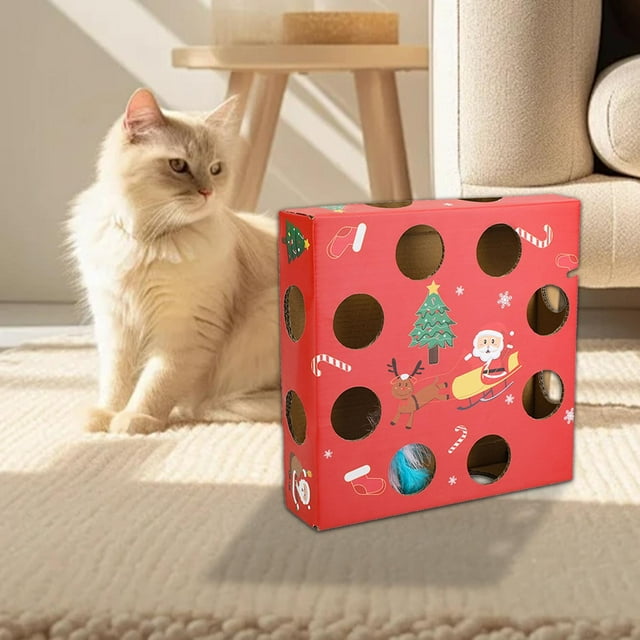 Caja de juguetes interactiva para gatos, juguete automático para ejercitar a los gatos, divertido juego de plumas para gatos, juguete eléctrico para