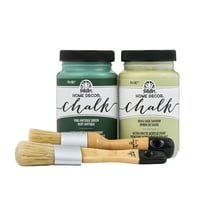 FolkArt Home Décor Chalk 8oz Greens Kit with 2 Ultra Matte Acrylic Paints and a 2 Piece Brush Set