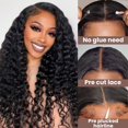 thumbnail image 2 of Peluca DULOVE Wear and Go de cabello humano sin pegamento, ondulado profundo, 30 pulgadas, 2 of 7