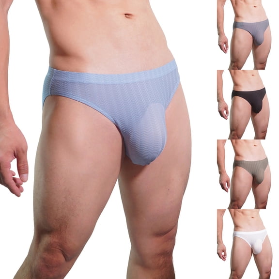 HVOBTTY Mens Fashion Classic Briefs, Everyday Comfortable Briefs for Men, Men's Casual Soft Solid Color Ice Silk Breathable Seamless Sports Briefs White, XXL