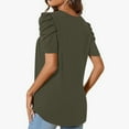 thumbnail image 6 of Wiyuqeen Womens Chest Pleated Tunic Tops Summer Short Puff Sleeve T-Shirts Casual Solid Color Blouses Basic Elegant Loose Fitted Crew Neck Tees, 6 of 7
