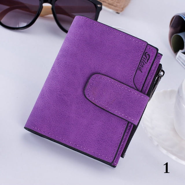 ITFABS Women's Short Leather Wallet Matte Surface Hasp Simple Bifold Small Handbag