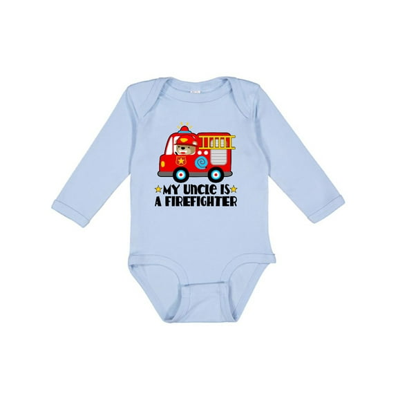 Inktastic Fireman Uncle is a Firefighter Boys or Girls Long Sleeve Baby Bodysuit