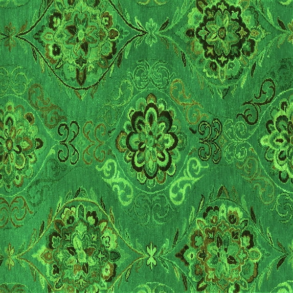 Ahgly Company Indoor Square Abstract Green Contemporary Area Rugs, 3' Square