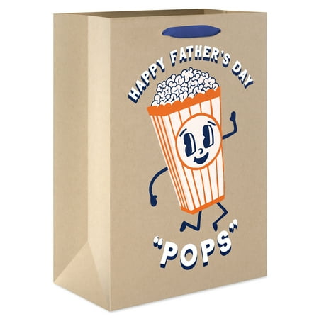 American Greetings 10" Medium Beige Father's Day Gift Bag, Cheerful Popcorn, Pops (1-Count)