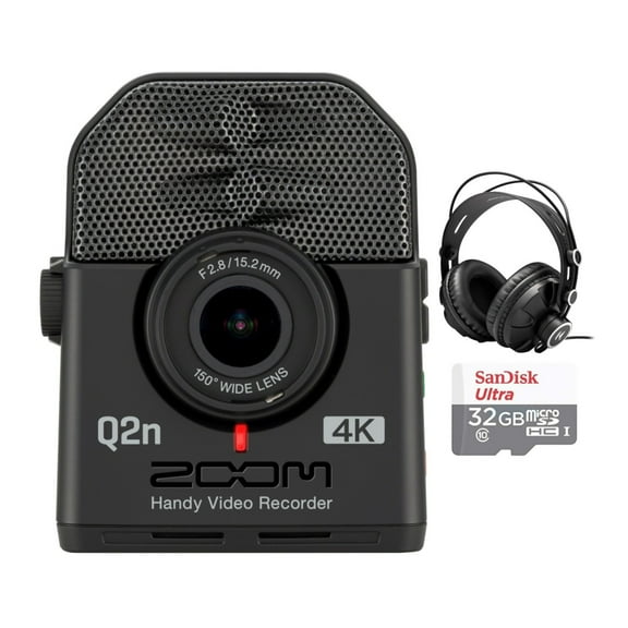 Zoom Q2n-4K Handy Video Recorder Bundle with Headphones and 32GB microSDHC Card