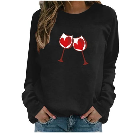 

Hvyesh Valentine s Day Outfit Matching Pullover Tops for Couples Funny Gift Idea for Her Wife Lightweight Long Sleeve Sweatshirt Black shirts for women XL
