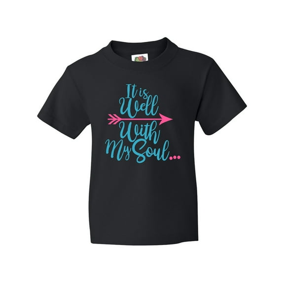 Inktastic It Is Well with my Soul Pink Arrow Youth T-Shirt