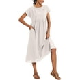 thumbnail image 7 of Cotton Midi Dress for Womens Crew Neck Short Sleeve Casual Dress Loose Tunic Summer Beach Dresses with Pockets, 7 of 7