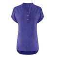 thumbnail image 4 of Blue Going Out Tops for Women Fashion Casual V Neck Button Short Sleeve T Shirt, 4 of 6