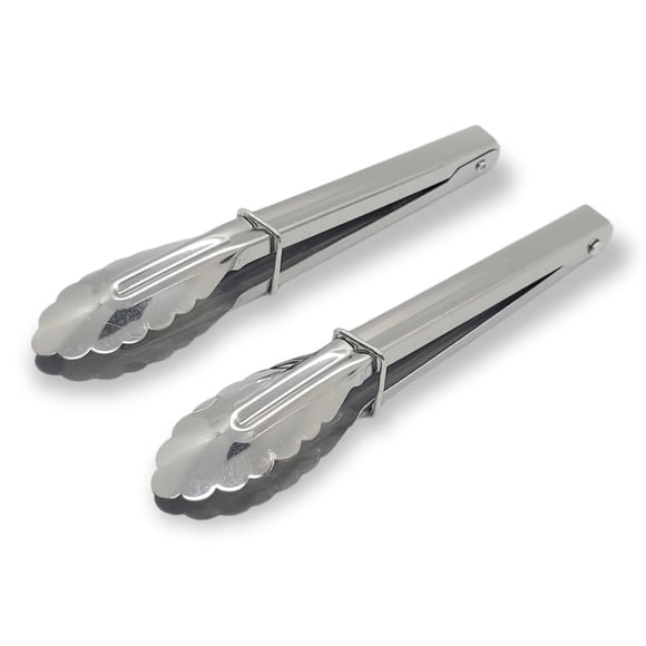 Handy Housewares Juego De 2 Pinzas Para Servir De Cocina Con Agarre Festoneado De Metal De 7 Pulgadas Con Cerraduras Deslizantes (1 Juego)
