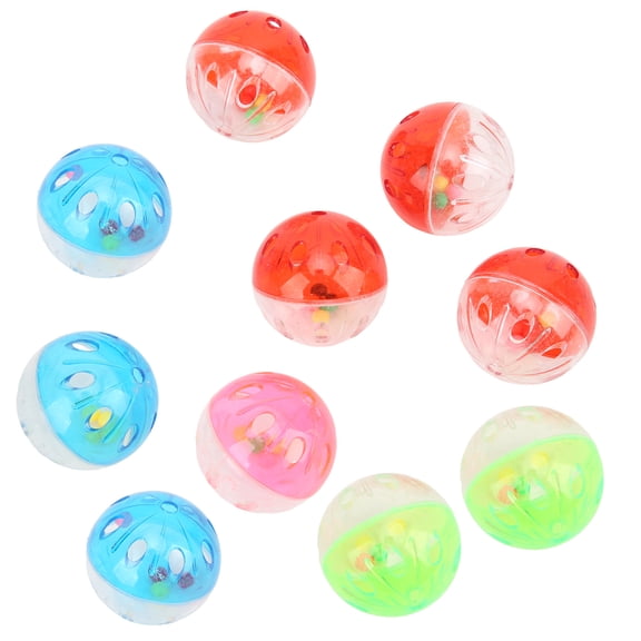 Riousery 10pcs Bird Toys Ball Colorful Plastic Bird Jingle Balls Cage Accessories for Chewing Training Biting, Round Parrot Foot Toys, 5.91 inches / 15 cm