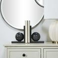 thumbnail image 2 of DecMode 6" Sleek Orb Geometric 12 lbs Black Marble Bookends with L- Shaped Bases (Set of 2), 2 of 7