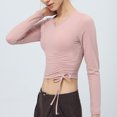thumbnail image 4 of tarylea Women's Yoga Tops V Neck Drawstring Tops Long Sleeve Slim Fitted Shirts Casual Sports Shirts Athletic Tops, 4 of 6