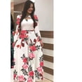 thumbnail image 1 of REDHOTYPE Grande Taille Femmes Manches Longues Poitrine Découpe Conception Longue Robe Florale O Col Taille Haute Stretch Boho Mode Élégante Longue Robe, 1 of 5